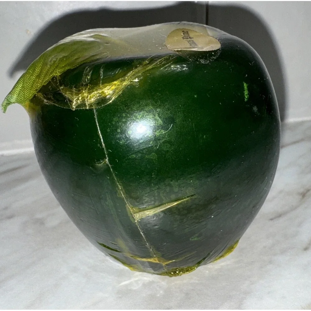 Vintage Green Christmas‎ Pine Scented Candle Apple Shaped. NOS Sealed
